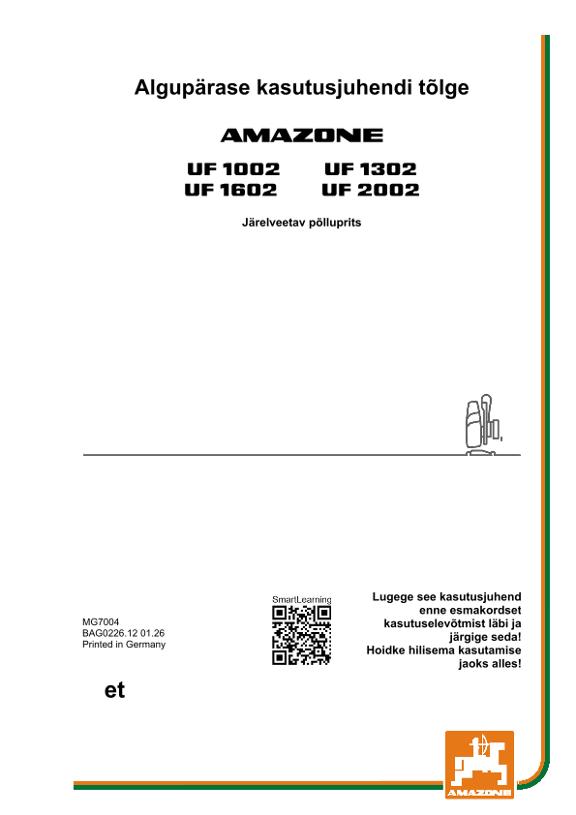 Kasutusjuhend UF 1002,1302, 1602, 2002; UF2