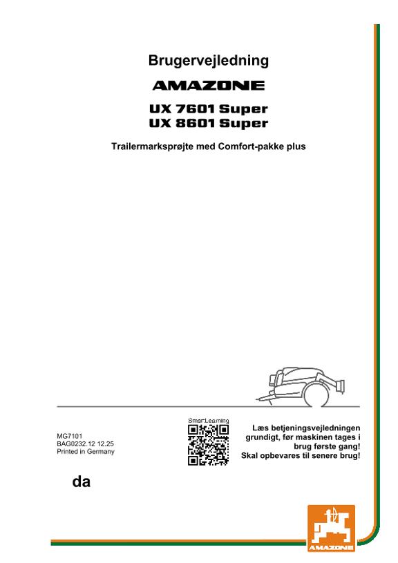 Brugsanvisning UX 7601, 8601 ; mit Comfort-Paket plus ; UX1