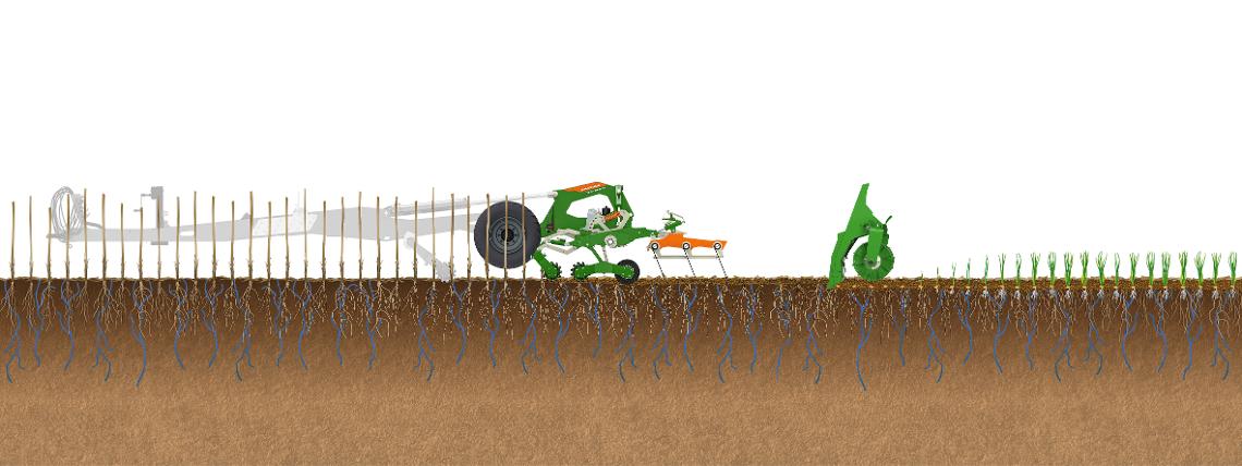 Bodenillustration Arbeitsweise TopCut und DMC Schar in Sonnenblumen