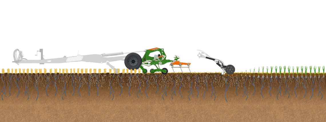 Bodenillustration Arbeitsweise TopCut und Condor Schar in Getreidestoppel