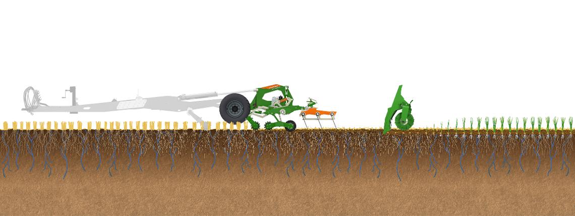 Bodenillustration Arbeitsweise TopCut und DMC Schar in Getreidestoppel