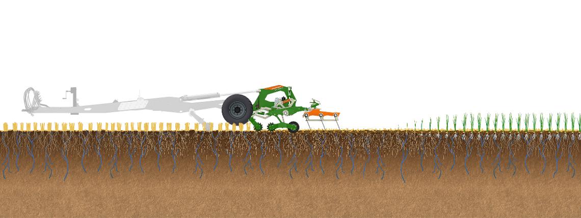 Bodenillustration Arbeitsweise TopCut in Getreidestoppel
