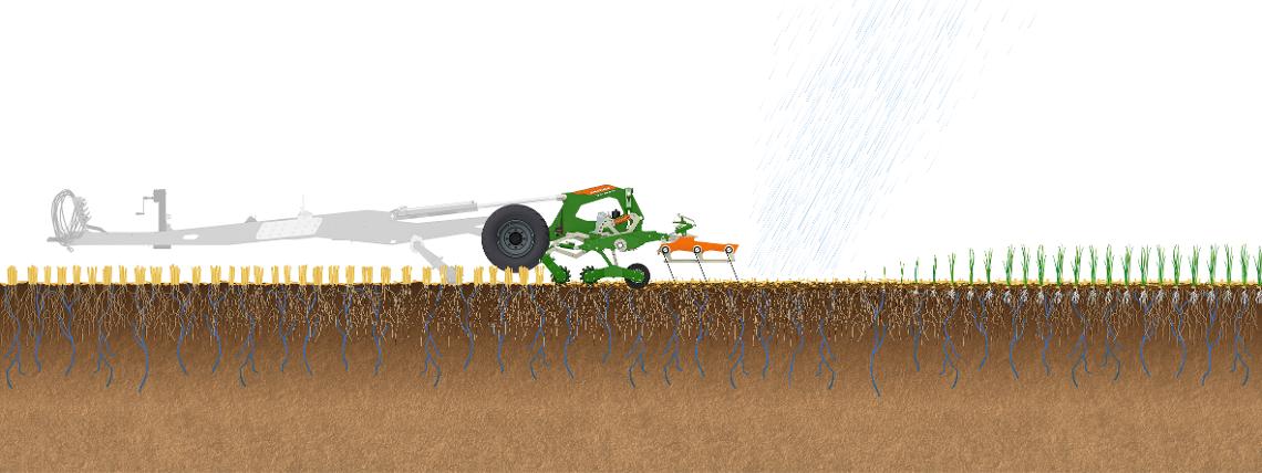 Bodenillustration Arbeitsweise TopCut in Getreidestoppel Regen