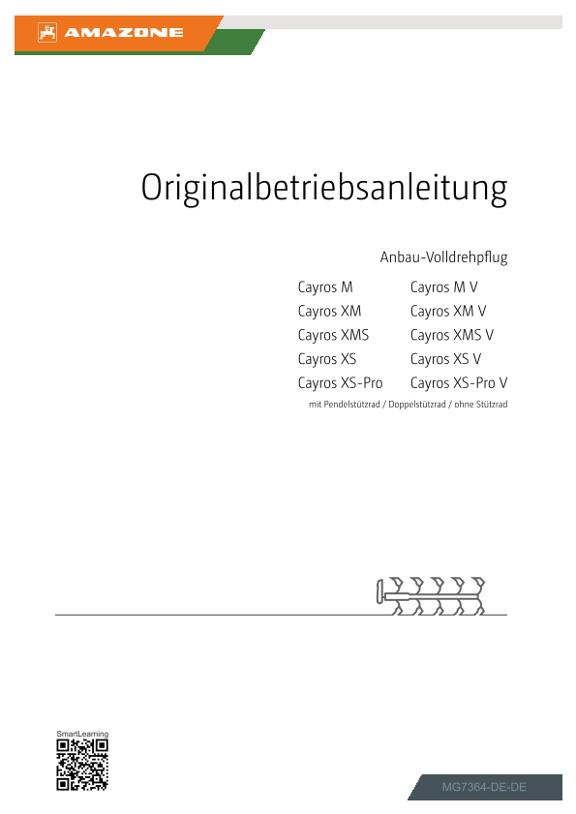 Betriebsanleitung Cayros; Cayros V; mit Pendelrad, Doppelstützrad, ohne Stützrad; PVN
