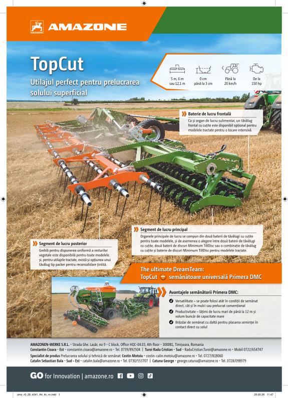 Anzeige „TopCut – Utilajul perfect pentru prelucrarea solului superficial“, A4, 4c, ro