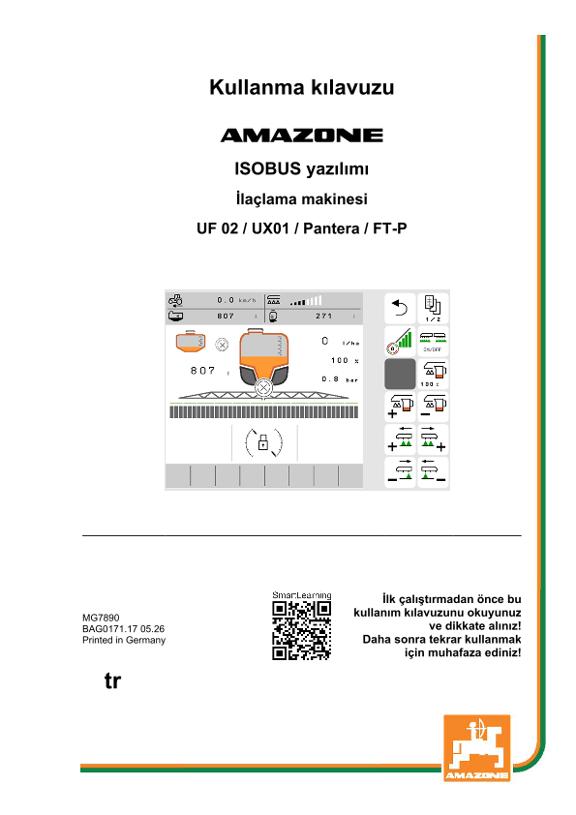 Kullanım kılavuzu ISOBUS-Software UX1;UF2; PA4