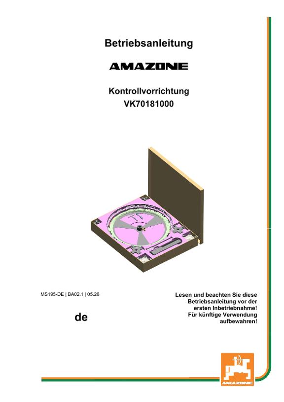 Betriebsanleitung Kontrollvorrichtung VK70181000