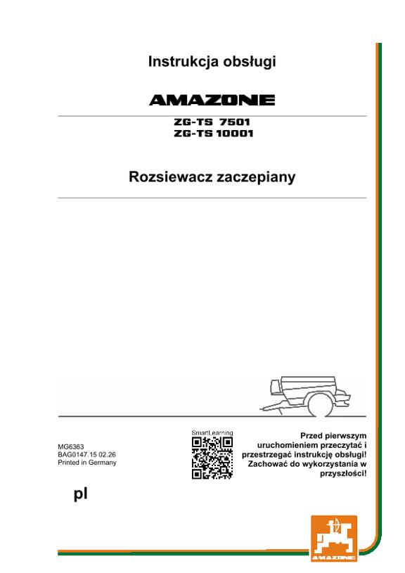 Instrukcje obsługi ZG-TS 7501, 10001; ZG1