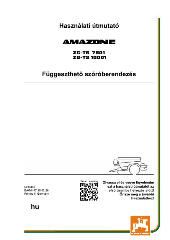 Használati útmutató ZG-TS 7501, 10001; ZG1