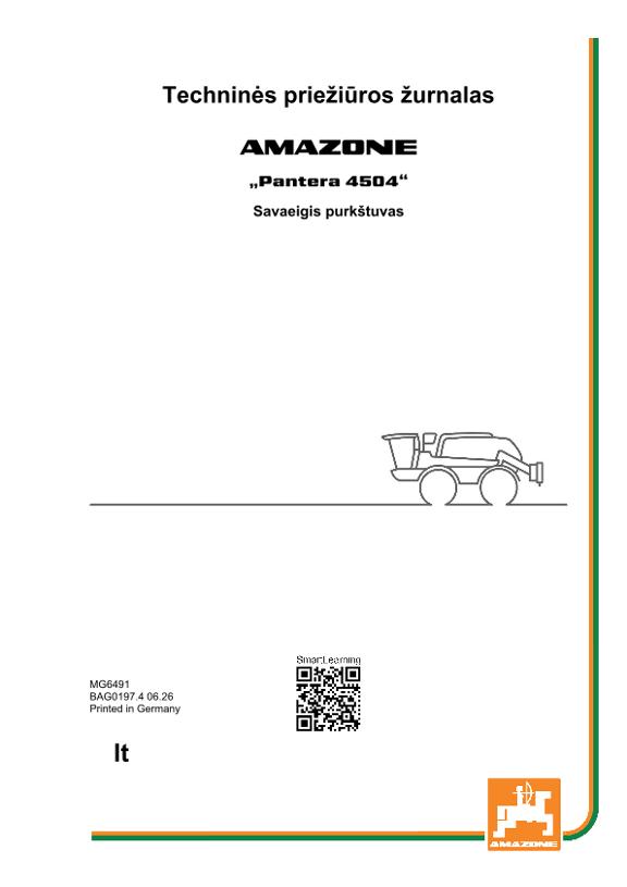 Naudojimo instrukcija WARTUNGSHEFT PANTERA 4504