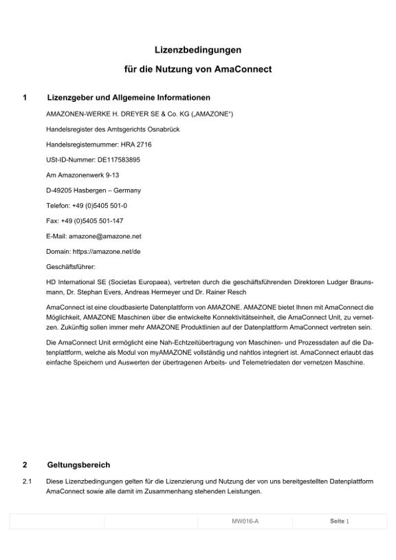 Lizenzbedingungen AmaConnect