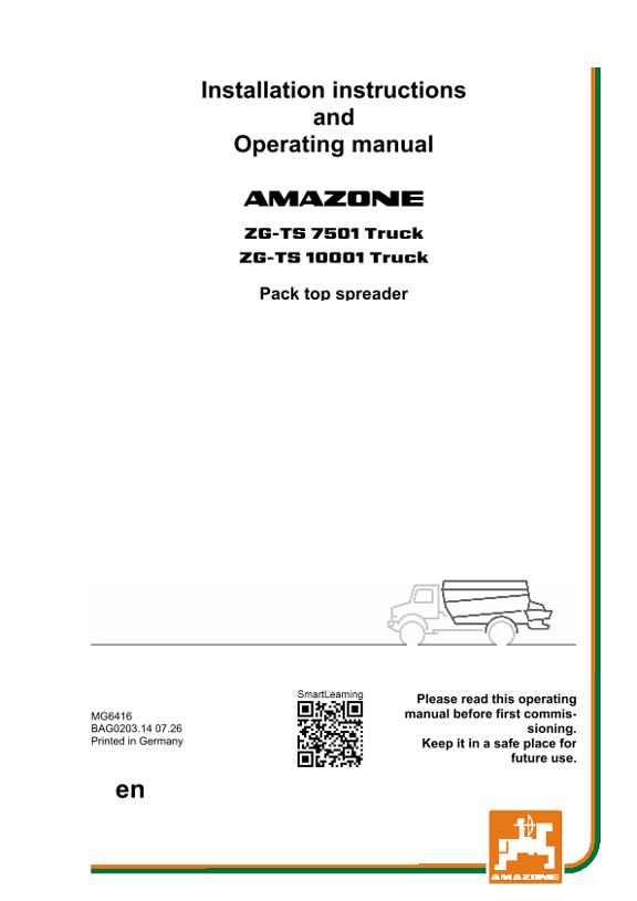 Operating manual ZG-TS 7501,10001 Truck; Serial-No. ZG1*