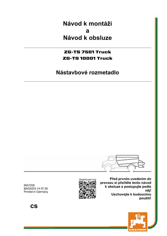 Návod k obsluze ZG-TS 7501,10001 Truck; Výrobní č. ZG1*