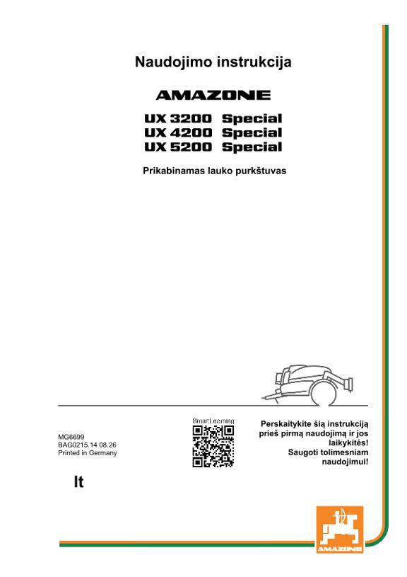 Naudojimo instrukcija UX 3200, 4200, 5200; Special