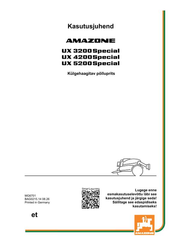 Kasutusjuhend UX 3200, 4200, 5200; Special