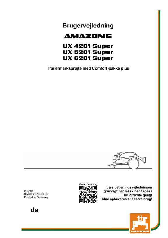 Brugsanvisning UX 4201, 5201, 6201; Super med Comfort-pakke plus; Serienr. UX1*