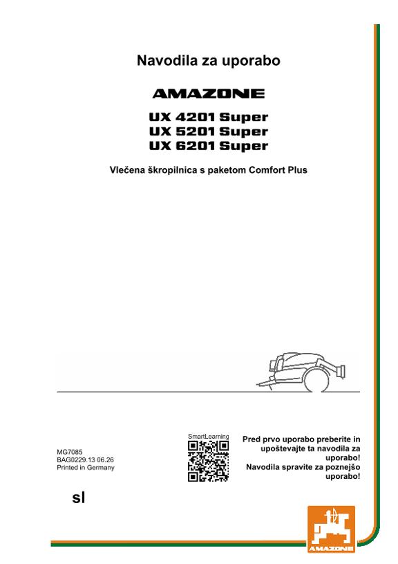 Navodila za uporabo UX 4201, 5201, 6201; Super s paketom Comfort plus; serijska št. UX1*