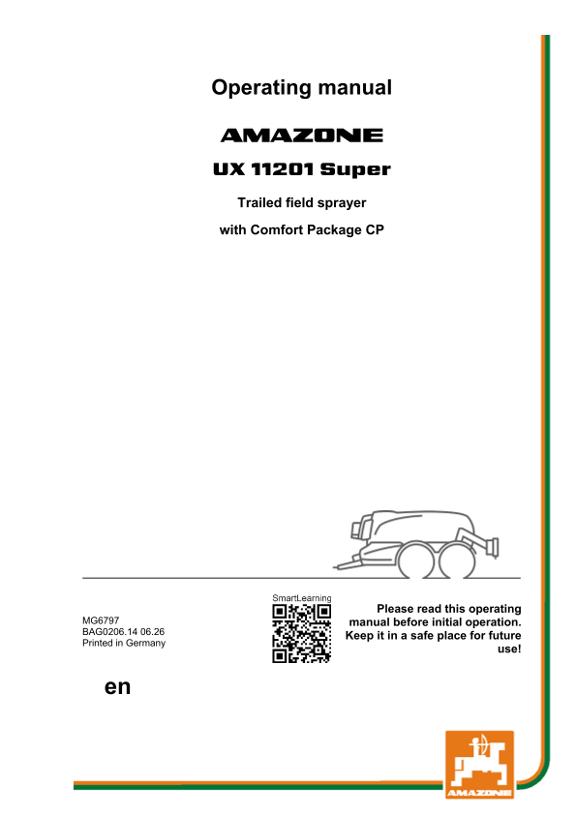 Operating manual UX 11201; Super with comfort package; Serial-No. UX1*