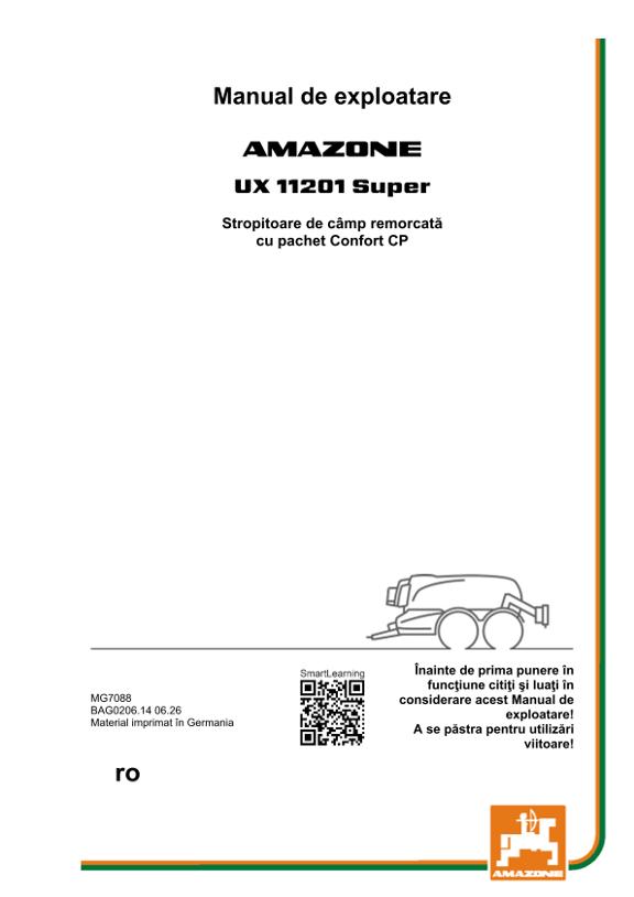 Instrucțiuni de utilizare UX 11201; Super cu pachet de confort; Nr. serie UX1*