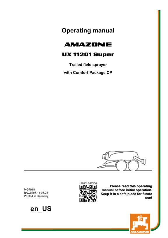 Operating manual UX 11201; Super with Comfort package; Serial-No. UX1*