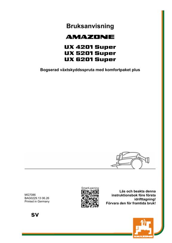 Bruksanvisning UX 4201, 5201, 6201; Super med komfortpaket plus; Serienr. UX1*