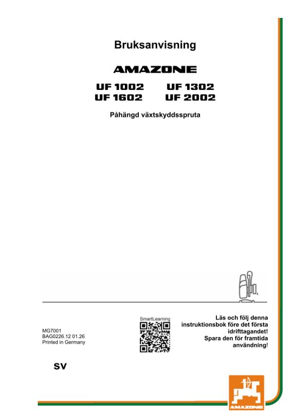 Bruksanvisning UF1002,1302, 1602, 2002; UF2