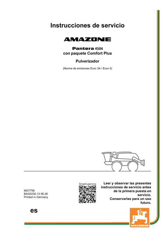 Instrucciones de uso Pantera 4504; con paquete Comfort Plus; n.º de serie PA4*
