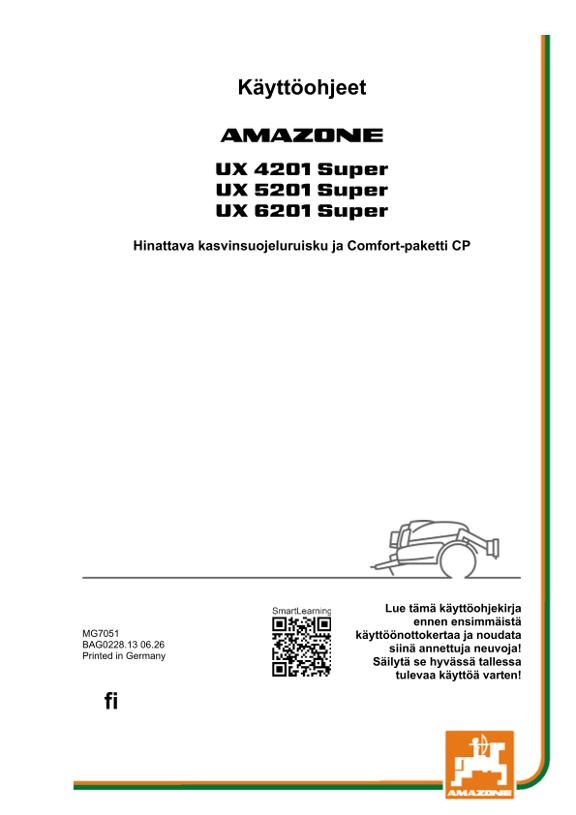 Käyttöohje UX 4201, 5201, 6201; Super ja Comfort-paketti; Serial-No. UX1*