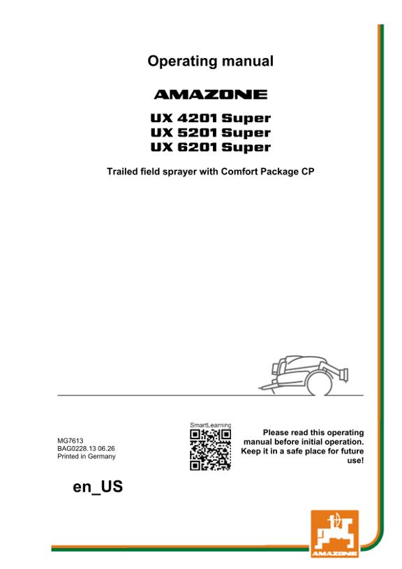 Operating manual UX 4201, 5201, 6201; Super with Comfort Package; Serial-No. UX1*
