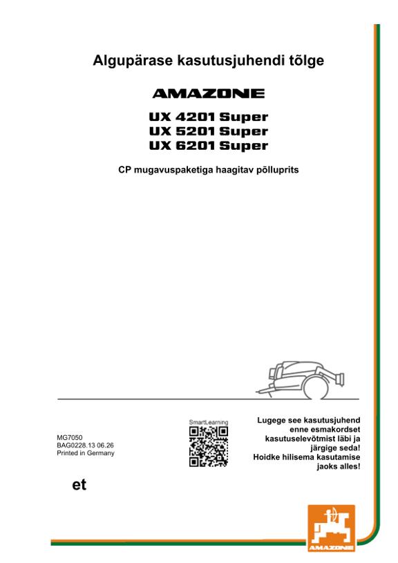 Kasutusjuhend UX 4201, 5201, 6201; Super mugavuspaketiga; Seerianr UX1*