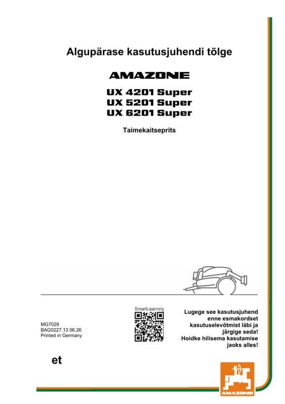 Kasutusjuhend UX 4201, 5201, 6201; Super; Serial-No. UX1*