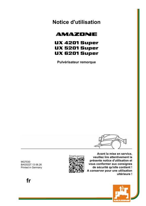 Notice d’utilisation UX 4201, 5201, 6201; Super; N° de série UX1*