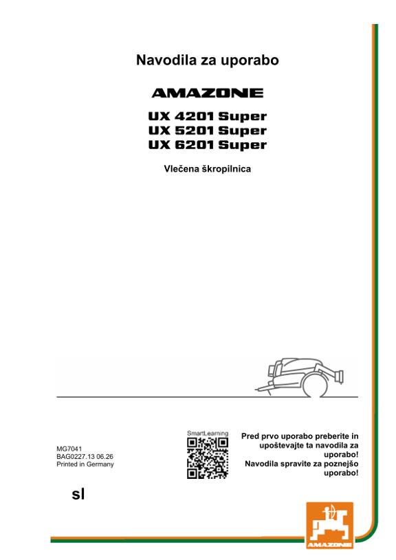Navodila za uporabo UX 4201, 5201, 6201; Super; serijska št. UX1*