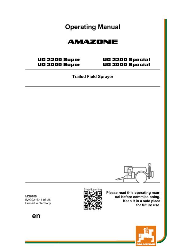 Operating manual UG 2200,3000; Super; Special