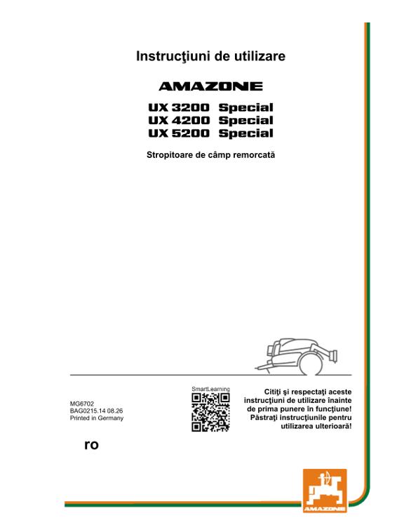 Instrucțiuni de utilizare UX 3200, 4200, 5200; Special
