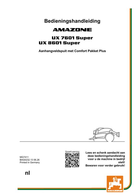 Gebruiksaanwijzing UX 7601, 8601; Super met Comfort Pakket Plus; Serial-No. UX1*