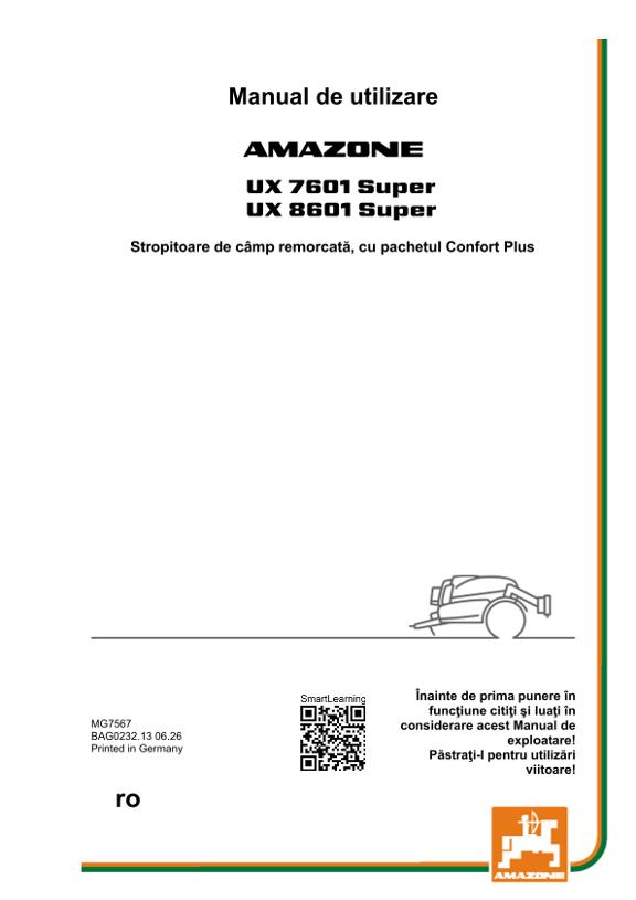 Instrucțiuni de utilizare UX 7601, 8601; Super cu pachetul Comfort Plus; Nr. serie UX1*
