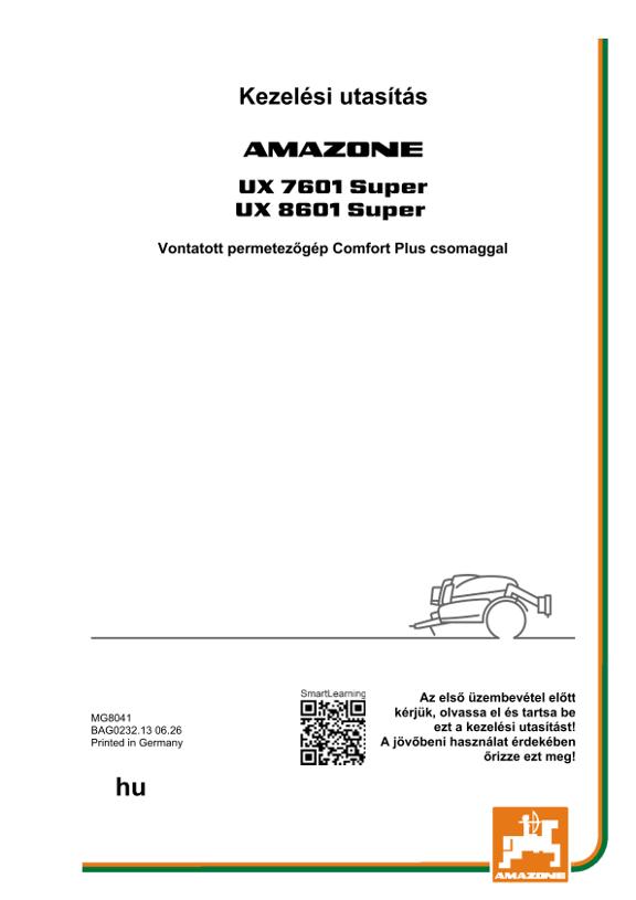 Használati útmutató UX 7601, 8601; Super Comfort Plus csomaggal; Sorozatszám: UX1*