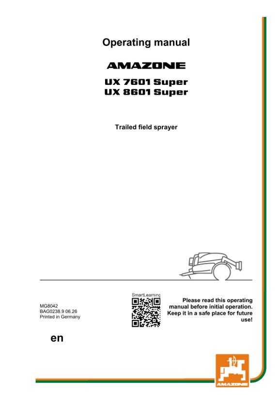 Operating manual UX 7601, 8601; Super; Serial-No. UX1*