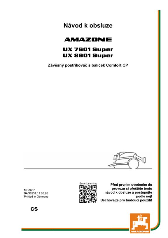 Návod k obsluze UX 7601, 8601; Super s balíčkem Comfort; Sériové č. UX1*