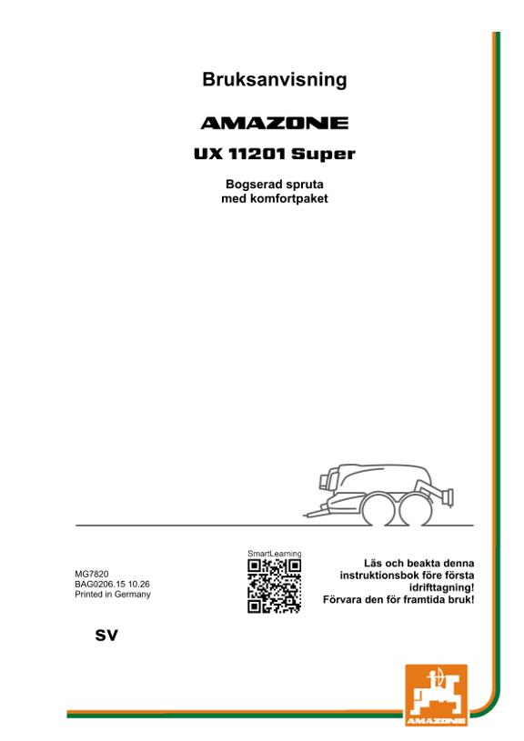 Bruksanvisning UX 11201; Super med komfortpaket; Serienr. UX1*