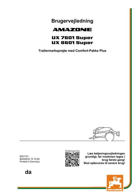 Betjeningsvejledning UX 7601, 8601 ; med Comfort-pakke Plus; Serial-No. UX1*