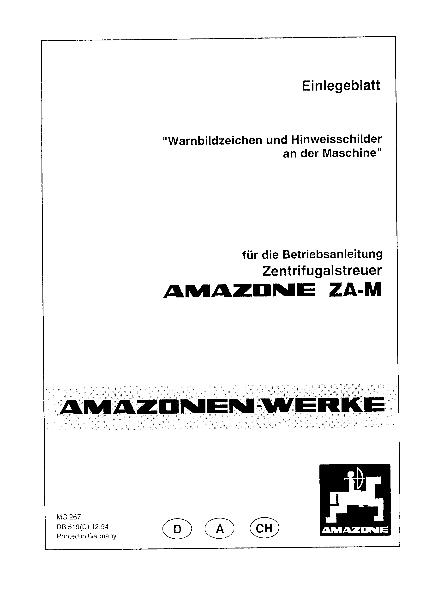 Einlegeblatt Warnbildzeichen zur Betriebsanleitung ZA-M (12/94)