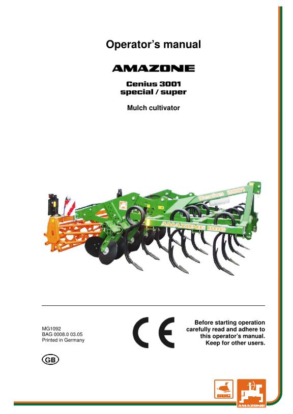 Operation manual Cenius 3001