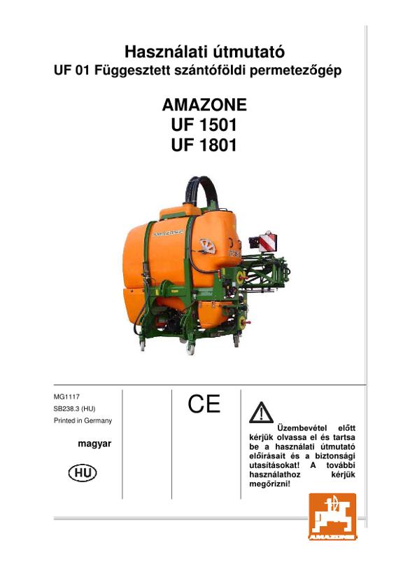 Kezelési útmutató UF 01
