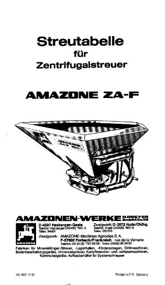 Streutabelle ZA-F (1991)