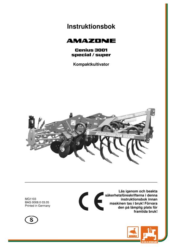 Instruktionsbok CENIUS 3001