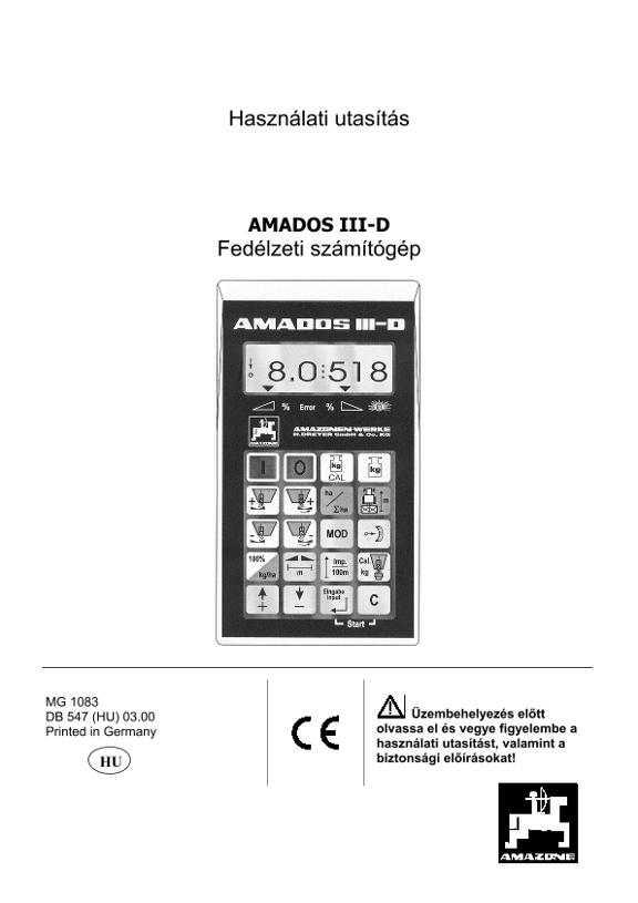 Kezelési útmutató AMADOS III S