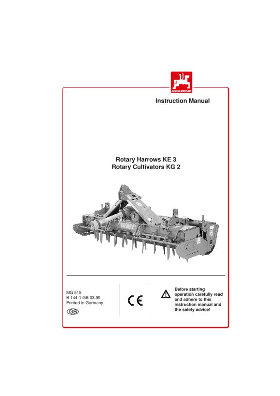 Operation manual KE3/KG2 25, 30, 40, 45, 60