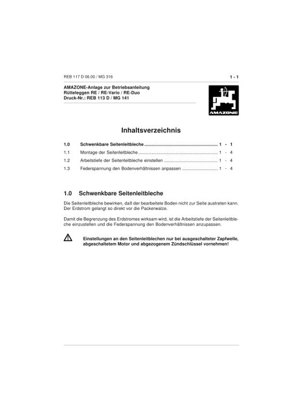Anlage zur Betriebsanleitung RE / RE-Vario / RE-Duo